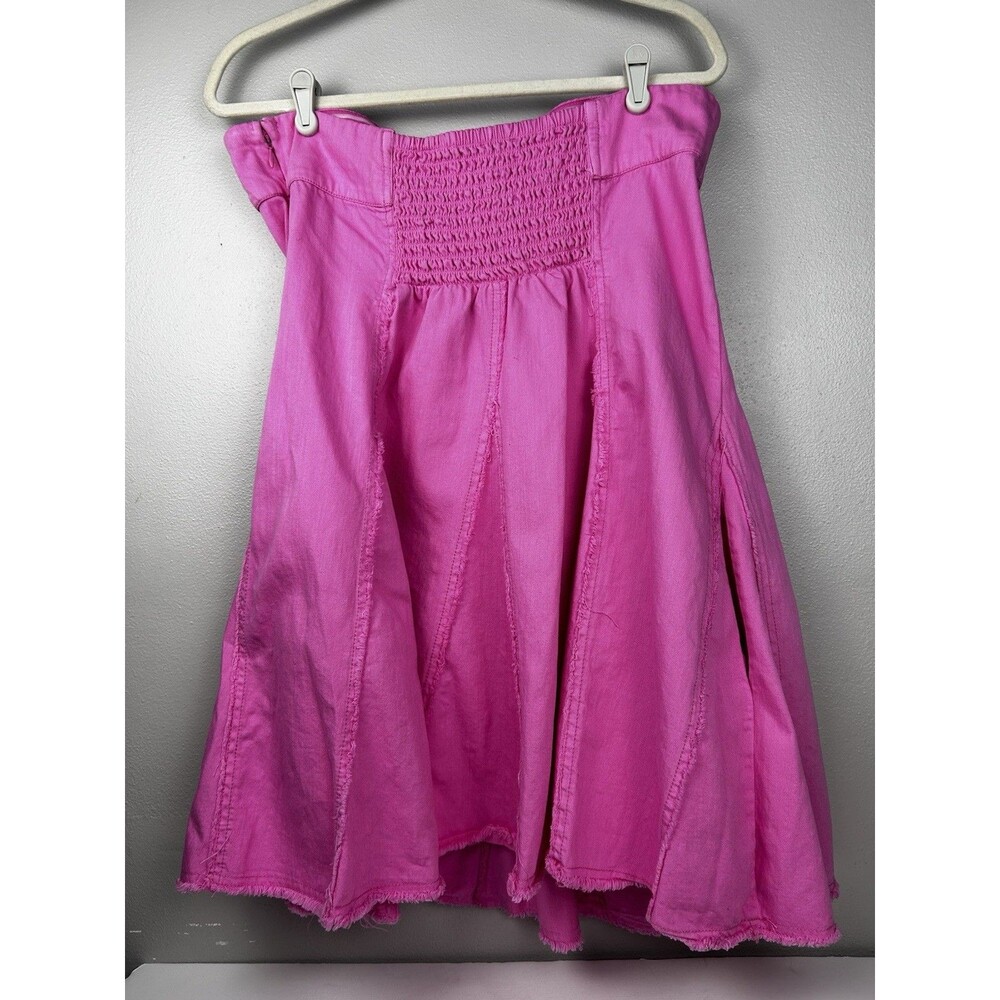 anthropologie Pilcro Strapless Denim Pink  Mini Dress Pockets Size Xl Cotton - Picture 4 of 12
